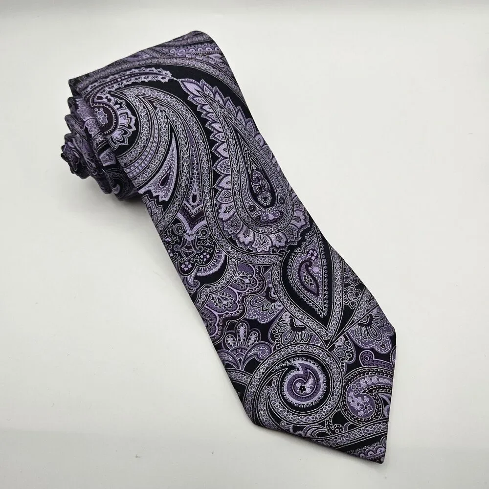 Joseph A. Bank Signature Collection Purple Paisley Tie Work Wedding 59 5/x3 3/8